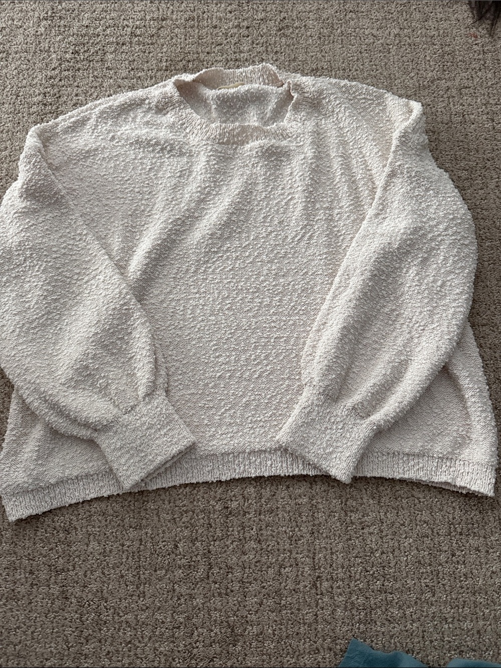 Altar'd State Cream Bouclé Crewneck Sweater